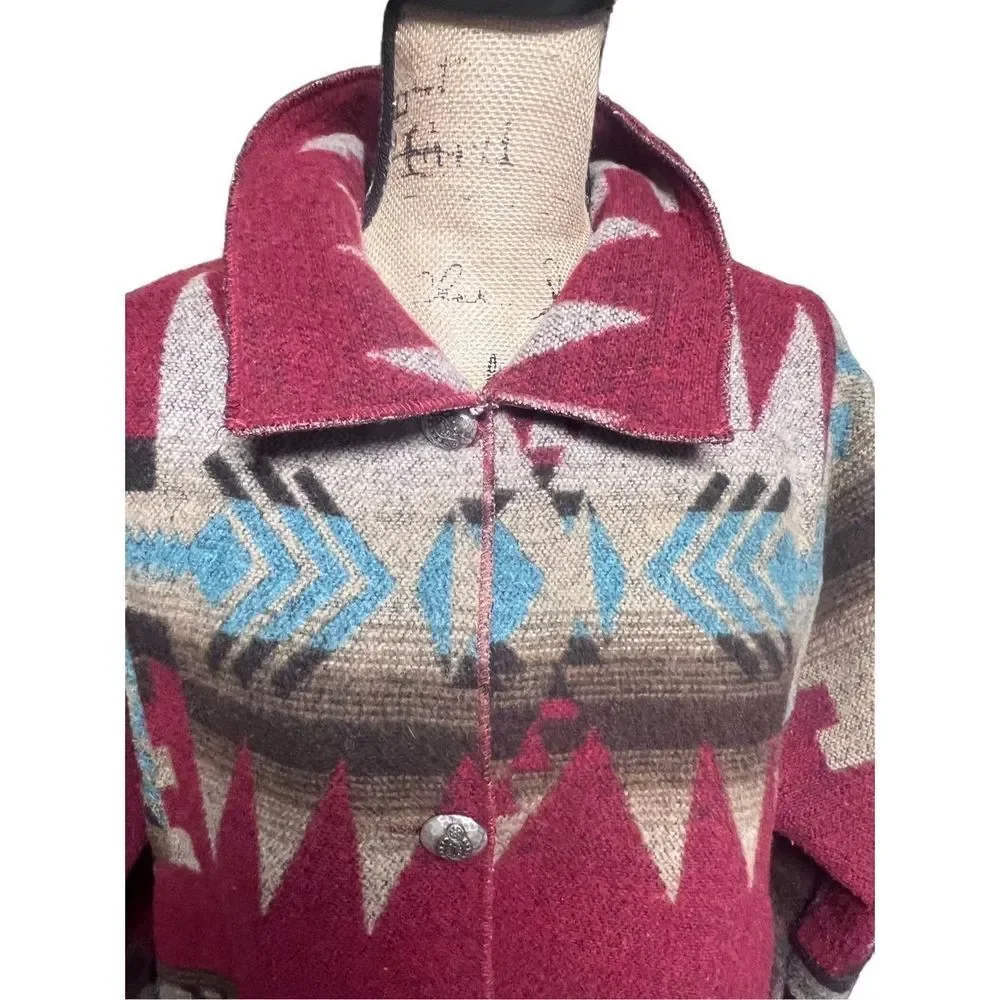 Vintage North Style Aztec Southwestern Wool Blend Multicolored Jacket size Large - Picture 7 of 13